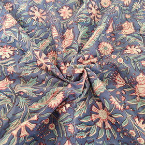 Violet Floral 100% pur coton tissu indien main bloc impression tissu Floral Design femmes garçons vêtements sacs rideaux revêtements - Product Image 1