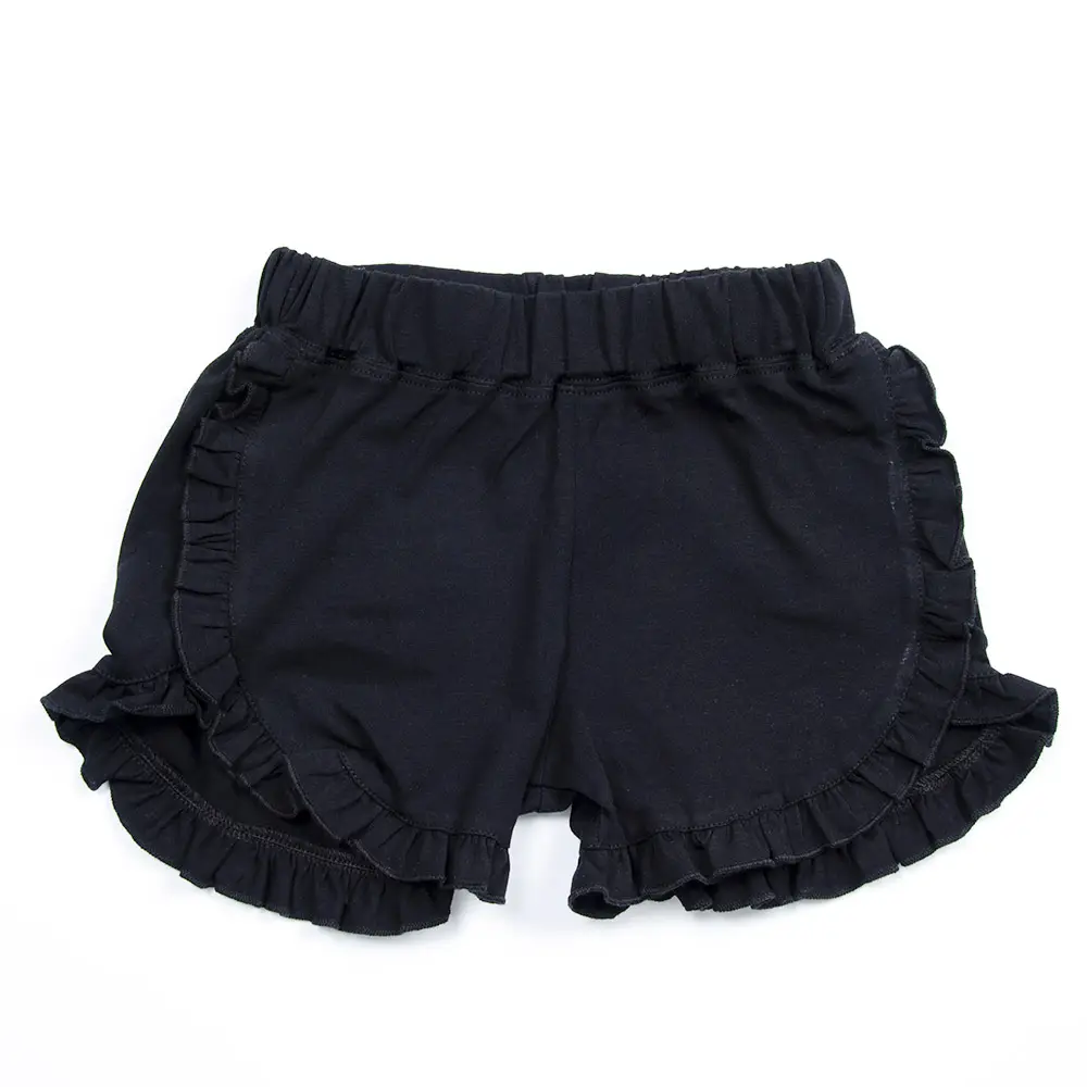 Custom kids girls organic cotton shorts plain black baby girls shorts