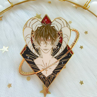 Badge personnalisé en métal, motif dessin animé anime, avec perle transparente dégradée, émail dur plaqué or, pour épingle de revers