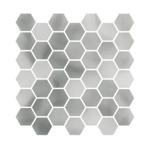 Wholesale Popular Wall And Flooring Decoration Grey Natural Stone Marble 298x305 Hexagon Mosaic Tile