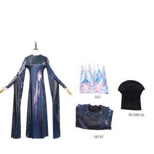 Costume da Regina Cattiva per Cosplay, Abito Lungo Bianco e Nero da Madrefiglia, con Corona e Collana, Outfit per Halloween, Travestimento per Spettacoli - Product Image 5