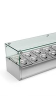 Station de préparation de pizzas réfrigérée sur comptoir, table de préparation de salades à refroidissement par air avec couvercle en verre