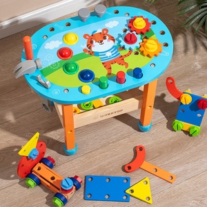 Table multifonctionnelle pour enfants, outil éducatif précoce, support de jouets en <span class=keywords><strong>bois</strong></span> à frapper, jouets créatifs Montessori à visser pour enfants - Product Image 2
