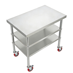 Venta Directa de Fábrica Shandong: Banco de Trabajo de Acero Inoxidable 201 de Tres Niveles con Ruedas, Sin Ángulos Muertos, Fácil de Limpiar y Mantener - Product Image 5