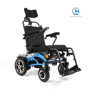 Silla de ruedas motorizada plegable de alta resistencia inclinable en el espacio Silla de ruedas eléctrica ligera para ancianos para personas obesas