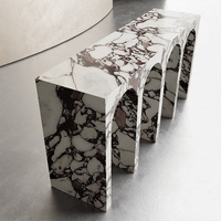 KUMUSI Console de luxe en pierre Calacatta pour alto en marbre massif naturel