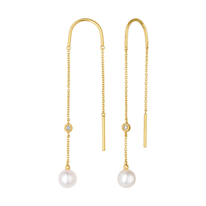 เครื่องประดับทอง14K เครื่องประดับขายส่งแบบยาวสำหรับผู้หญิงดีไซน์ต่างหูจี้มุก CZ - Product Image 5