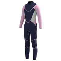 DIVESTAR pakaian olahraga kustom anak perempuan, setelan menyelam anti air Neoprene 2.5mm panjang penuh dengan ritsleting lengan panjang belakang untuk anak-anak