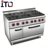 Cuisinière à gaz commerciale à 4 ou 6 brûleurs, en acier inoxydable, avec four, pour restaurant et cuisine, directement de l'usine