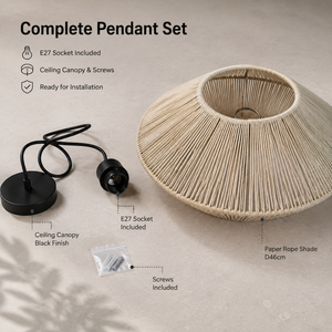 Wabi Sabi Pendant <b>Light</b> Japanese Style Natural Woven Paper Rope Shade E27 For <b>Dining</b> Room Restaurant Home Indoor - Product Image 4