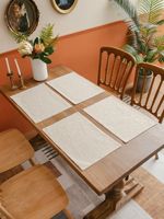 Set de table carré en coton et lin à imprimé marguerite personnalisé, double couche, motif floral, 30x30cm, pour salle à manger