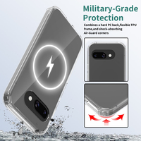 Coque de téléphone de couverture arrière hybride TPU transparente à charge sans fil magnétique forte pour Google Pixel 9a