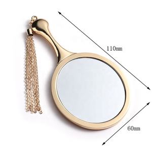 Unbreakable Zinc Alloy <b>Small</b> Handheld Vanity Oval Tiny <b>Wallet</b> Compact Pocket Mirror With Tassels - Product Image 6