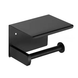 Porte-papier toilette mural double rouleau moderne avec étagère, en acier inoxydable 304, rectangulaire, minimaliste, accessoire de salle de bain - Product Image 5