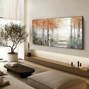 Peinture Forêt Dorée Minimaliste sur Toile Faite à la Main, Œuvre d'Art Texturée pour Hôtels, Décoration Murale pour la Maison, Décoration Commerciale - Product Image 3