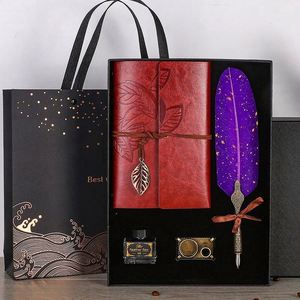 2021 Luxury Creative Fountain Feather Pen Gift Set for Women Teachers' Day-Square Box UV Printing Embossed Custom Logo USA - Product Image 4