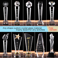 Hypercrafts OEM/ODM Support Coupe de trophée en cristal ou en verre de forme personnalisée pour souvenir avec grande base