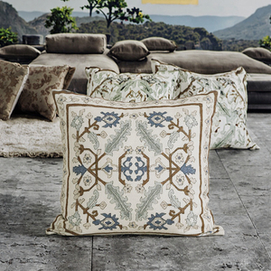 French Modern Vintage Linen Cotton Print <b>Sofa</b> Cushion <b>Cover</b> Floral Tassels Fringe Throw Pillow Case Living Room Decor Hotel - Product Image 2