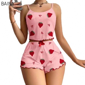 New Home Wear Printed Halter Shorts Casual <span class=keywords><strong>Pit</strong></span> se puede usar fuera de los pijamas de las mujeres - Product Image 2