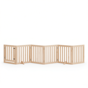 Juego de 6 puertas para mascotas de madera de álamo, 118.1 pulgadas de longitud total, para perros, estilo moderno para interiores, cierre de empuje. - Product Image 1