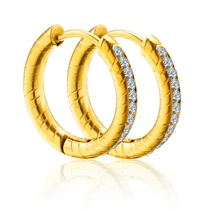 Hot Sales Vintage Hoop Earrings Stainless Steel Horseshoe Ring With Diamond And Zirconia Fashion Jewelry Earrings