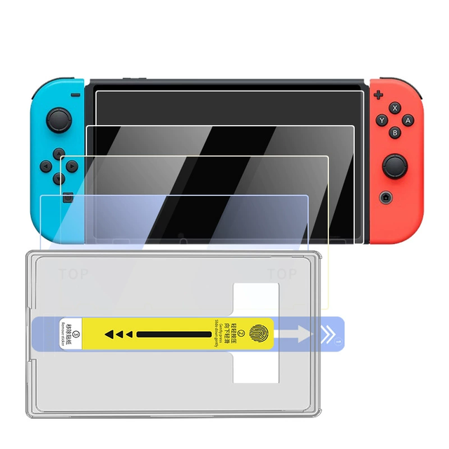 9H Clear Dust Free Easy Installation Tray Game Console Tempered Glass Screen Protector for Nintendo Switch OLED 2 Steam Deck