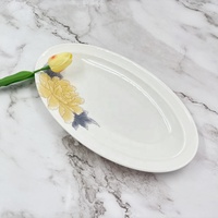 Assiettes ovales en mélamine A5 de haute qualité, vaisselle en plastique écologique avec motif floral pour les hôtels