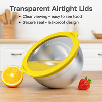 Balance de stockage des aliments de cuisine bols gigognes ensemble de bols à salade en silicone en acier inoxydable avec couvercle transparent hermétique
