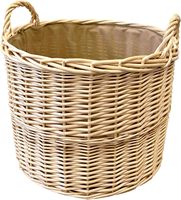 Panier en osier Yulin Jiafu avec poignées et doublure - Grand panier de rangement en osier, panier rond en osier