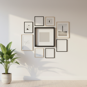 <span class=keywords><strong>Cadre</strong></span> <span class=keywords><strong>photo</strong></span> classique en bois noir avec passe-partout blanc et verre pour l'affichage mural en galerie, idéal pour la décoration intérieure - Product Image 1