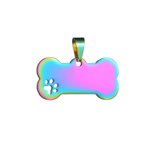 Plaque vierge en acier inoxydable pour gravure par sublimation, pour identification d'animaux de compagnie (chiens), avec nom, ID et <span class=keywords><strong>code</strong></span> QR, modèle 'Bring Them Home' - Product Image 2