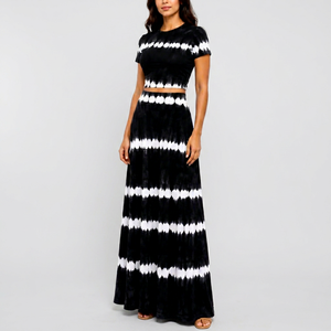 <b>Tie</b> <b>Dye</b> Maxi <b>Set</b> 2 Piece Premium Cotton Women Summer Crop Top Long Skirt Boho Outfits Casual Loose Flared Vacation Co Ord <b>Set</b> - Product Image 1