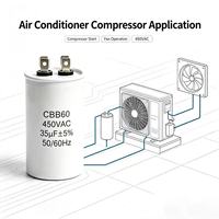 Condensateur de moteur CBB60 direct usine 450VAC, film polypropylène métallisé 6µF 5% pour machine à laver et pompe à eau