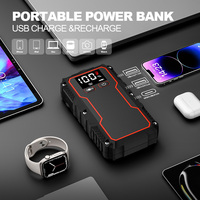 Démarreur portable 900A à courant de crête, booster de batterie de voiture, batterie externe, pompe à air, gonfleur de pneus, lampe, anti-étincelles pour moto