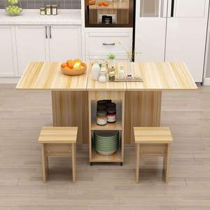 <span class=keywords><strong>Table</strong></span> à manger pliante moderne pour petit appartement, rectangulaire rétractable, simple, multifonctionnelle, combinaison de chaises facile - Product Image 2