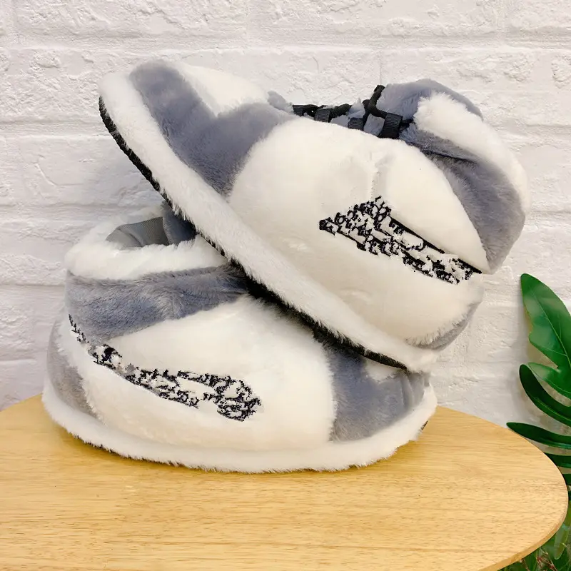 Wholesale Winter custom house plush warm indoor animal women's sneaker slippers men's fluffy home women and men shoes