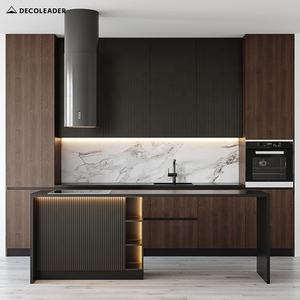 โครงการหรูหราระดับไฮเอนด์ตู้ครัวแสงสีเทาเข้มประตูบุปรับแต่งสำหรับโครงการ - Product Image 5