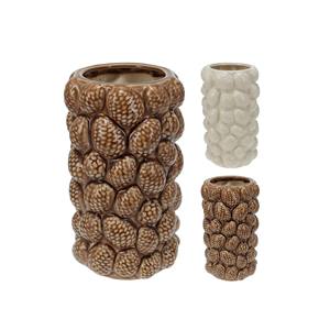 Jarrón de Cerámica con Relieve de Piñas, 28 cm de Alto, Surtido - Product Image 1