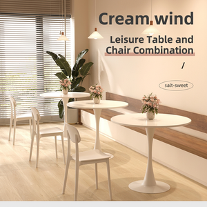 Modern All-White 5-Piece <b>Dining</b> <b>Set</b> with Round <b>Table</b> and <b>4</b> Chairs <b>for</b> <b>Small</b> Apartment Cafe - Product Image 4