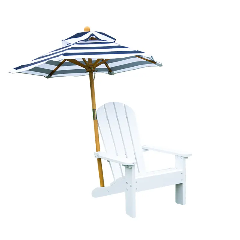 סיטונאי ילדים ריהוט חוץ פטיו גן כיסא חוף עץ סיפון טרקלין משענת יד ילדים כיסאות אדירונדק עם מטריה