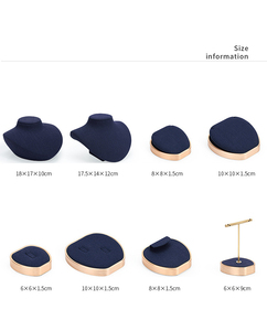 Jinsky Dark Blue Jewelry Display Set khung vàng Apple & hình dạng hình bầu dục nền tảng truy cập Showcase-Phụ kiện thân thiện - Product Image 5