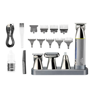 Tondeuse à cheveux électrique Kemei 4 en 1, modèle KM 801, corps métallique, rechargeable par USB, pour usage domestique, avec tondeuse pour le nez et accessoires. - Product Image 1