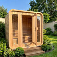 Sauna finlandais moderne pour 2 à 4 personnes, en cèdre rouge, de forme carrée, avec chauffage infrarouge électrique, panneau de commande informatisé, garantie d'un an