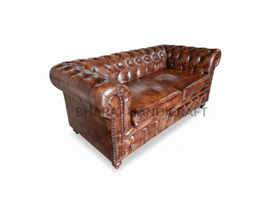 2 Seater Chesterfield Sofa Luxurious Leather <b>Upholstery</b> Classic <b>Button</b> Tufted Design Comfortable Deep Seating Perfect - Product Image 4