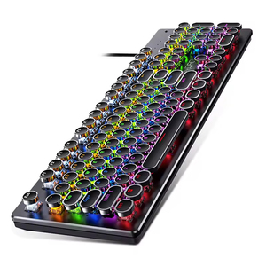 New Punk Exchangeable Shaft RGB Backlit Ergonomic Wired Keyboard Cyan Black Tea Axis 104 <b>Keys</b> Gaming Real Mechanical Keyboard - Product Image 4
