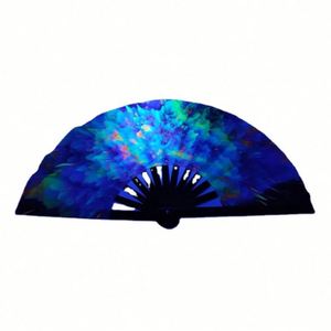 Luxury <b>Large</b> Custom Printed Big Fluorescence UV Bamboo Hand <b>Fan</b> - Product Image 1