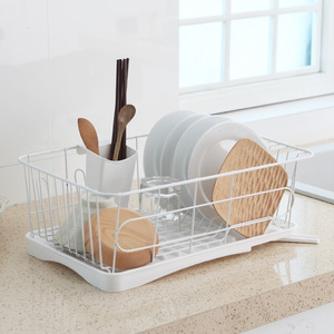 Dish Drainer Rack With Tray Quick Dry Plastic Kitchen Storage Square L Size Nordic Style Dishware Holder - Product Image 2