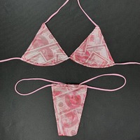 Huili Oem Hoge Kwaliteit Designer Micro Badpak Fabrikant Vrouwen String Tweedelige Strandkleding Custom Print Roze Bikini Set