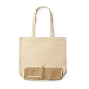 Borsa shopper pieghevole in cotone/juta, merchandising sostenibile - Product Image 3