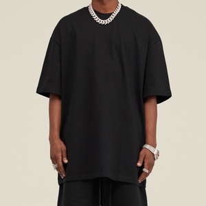 Custom T Shirt Men's 100% Cotton <b>Tshirt</b> Luxury Quality Rib O-neck Blank Drop Shoulder Streetwear Oversize T-shirt for Men - Product Image 1